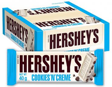 Hershey's Cookies'n'Creme Weiße Schokolade mit Schokokeksstückchen 40g 24er T-Ds